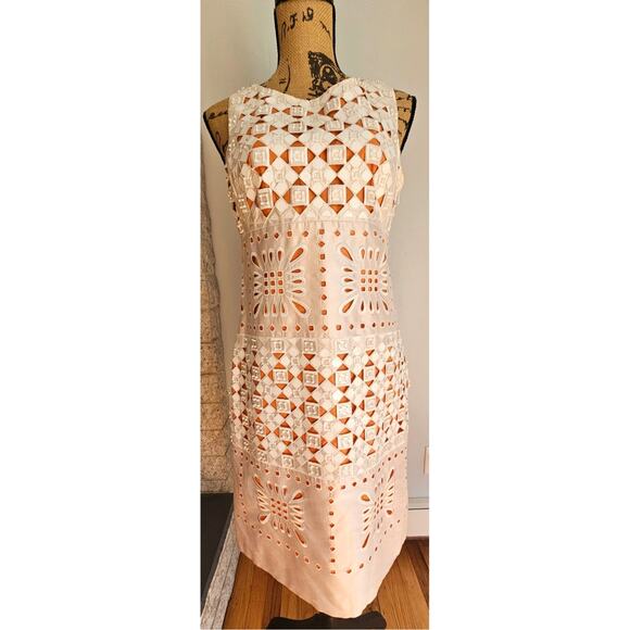 Per Se Carlisle 100% Silk Dress. intricate cut-out pattern embellishments SZ 2 - Picture 2 of 13